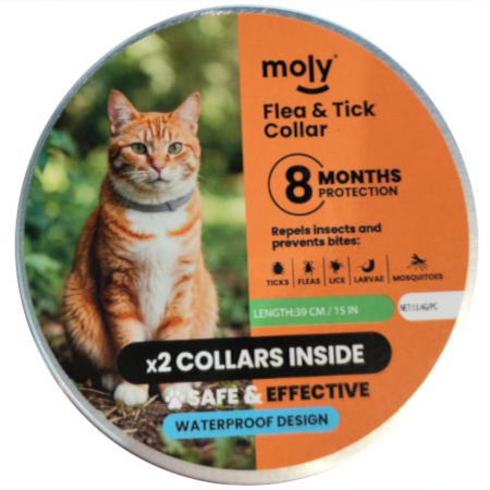 COLLAR MOLY ANTIPARASITARIO DE GATOS NATURAL PACK 2 CONTRA PULGAS GARRAPATAS MOSQUITOS LARVAS PIOJOS