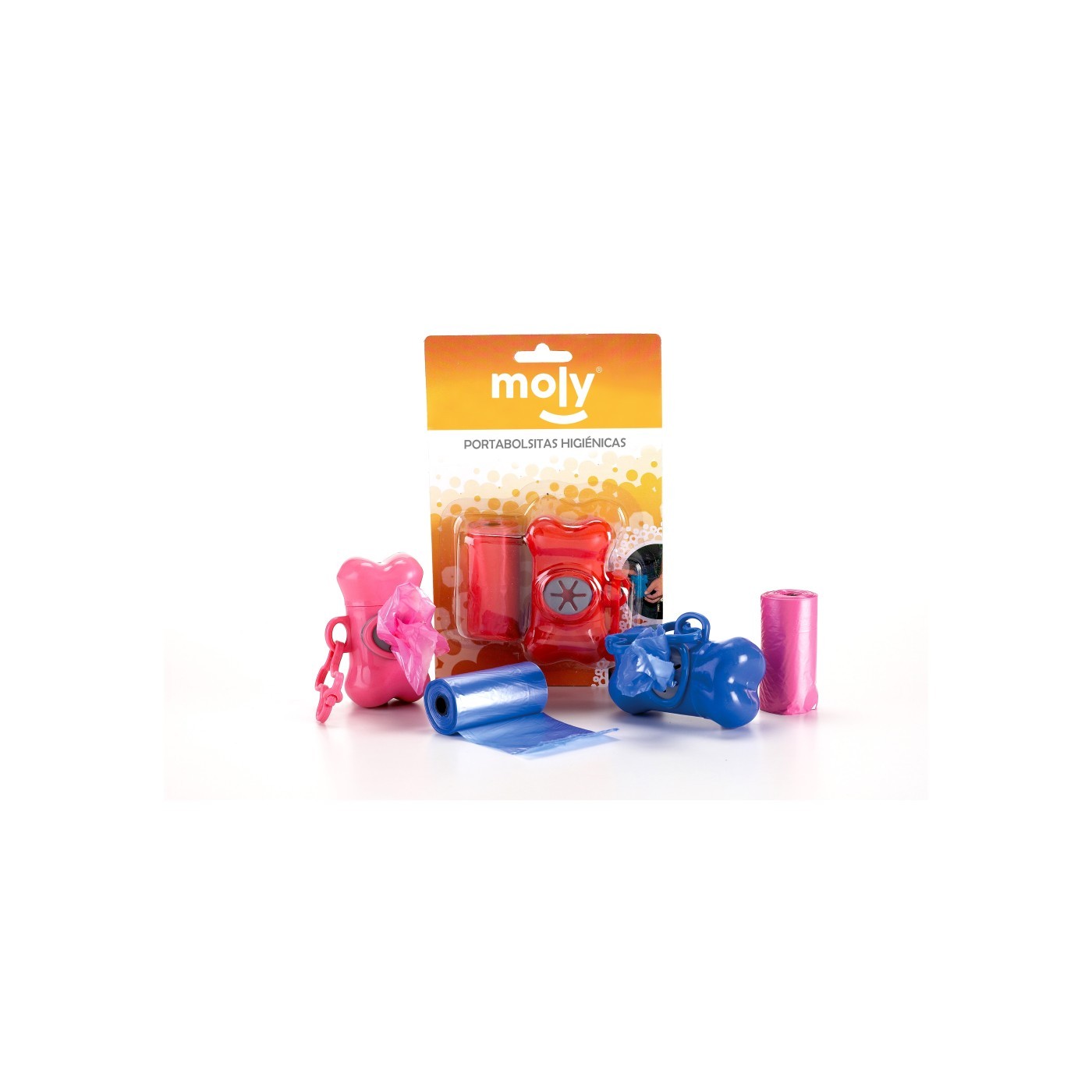 Dispensador Higiénico en Forma de Hueso + 2 Recambios (40 Bolsas) Moly | Portabolsas Práctico para Paseos